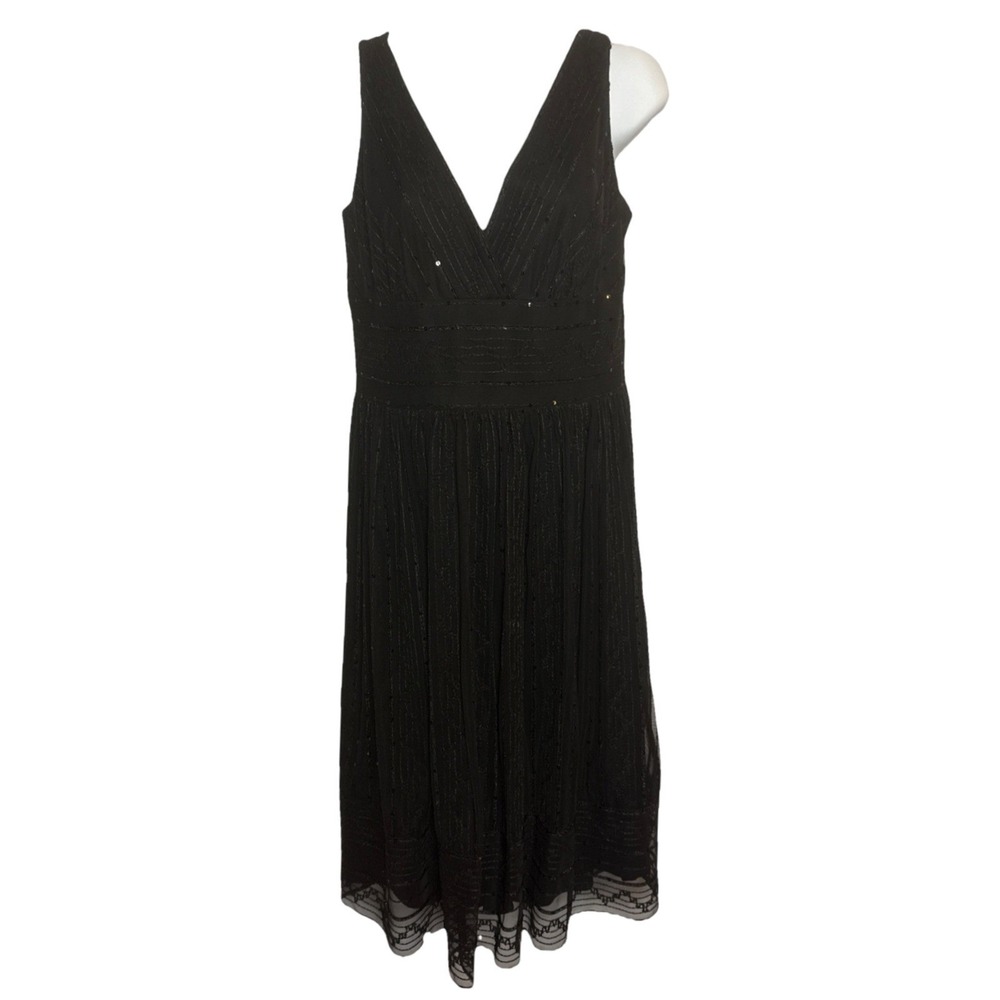 Maggy London Womens 8 Black Beaded Cocktail Dress‎ Lined Mesh Fairygoth Event